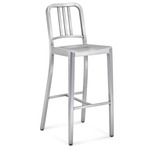 1006 Navy Collection Bar/ Counter Stool - Hand Brushed Aluminum