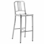 1006 Navy Collection Bar/ Counter Stool - Hand Polished Aluminum