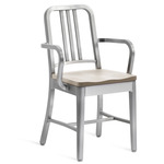 1104 Navy Collection Armchair - Hand Brushed Aluminum / Ash Plywood