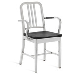 1104 Navy Collection Armchair - Hand Polished Aluminum / Black Oak