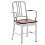 1104 Navy Collection Armchair - Hand Polished Aluminum / Cherry Wood
