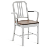 1104 Navy Collection Armchair - Hand Polished Aluminum / Walnut