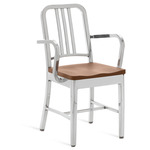 1104 Navy Collection Armchair - Hand Polished Aluminum / White Oak