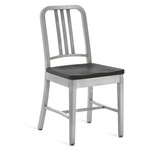 1104 Navy Collection Chair - Hand Brushed Aluminum / Black Oak