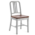 1104 Navy Collection Chair - Hand Brushed Aluminum / Cherry Wood
