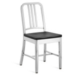 1104 Navy Collection Chair - Hand Polished Aluminum / Black Oak