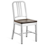 1104 Navy Collection Chair - Hand Polished Aluminum / Walnut