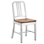 1104 Navy Collection Chair - Hand Polished Aluminum / White Oak