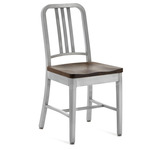 1104 Navy Collection Chair - Hand Brushed Aluminum / Walnut