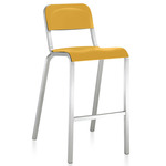 1951 Bar/ Counter Stool - Hand Brushed Aluminum / Yellow