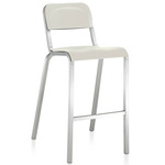 1951 Bar/ Counter Stool - Hand Brushed Aluminum / White