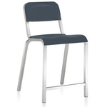 1951 Bar/ Counter Stool - Hand Brushed Aluminum / Dark Blue