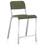 1951 Bar/ Counter Stool - Hand Brushed Aluminum / Black