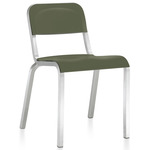 1951 Stacking Chair - Hand Brushed Aluminum / Green Polypropylene