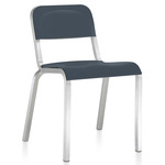 1951 Stacking Chair - Hand Brushed Aluminum / Dark Blue
