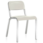 1951 Stacking Chair - Hand Brushed Aluminum / White