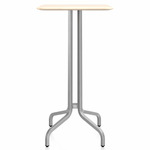 1 Inch Rectangle Bar Table - Hand Brushed Aluminum / Accoya Wood