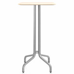 1 Inch Rectangle Bar Table - Hand Brushed Aluminum / Accoya Wood