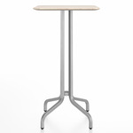1 Inch Rectangle Bar Table - Hand Brushed Aluminum / Ash Plywood