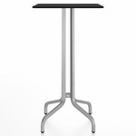 1 Inch Rectangle Bar Table - Hand Brushed Aluminum / Black HPL