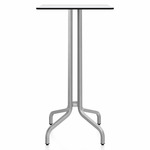 1 Inch Rectangle Bar Table - Hand Brushed Aluminum / White HPL