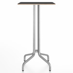 1 Inch Rectangle Bar Table - Hand Brushed Aluminum / Black Laminate Plywood