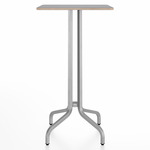 1 Inch Rectangle Bar Table - Hand Brushed Aluminum / Grey Laminate Plywood