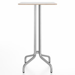 1 Inch Rectangle Bar Table - Hand Brushed Aluminum / White Laminate Plywood