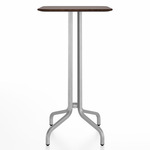 1 Inch Rectangle Bar Table - Hand Brushed Aluminum / Walnut Plywood