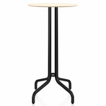 1 Inch Round Bar Table - Black Powder Coated Aluminum / Accoya Wood