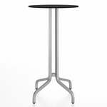 1 Inch Round Bar Table - Hand Brushed Aluminum / Black HPL