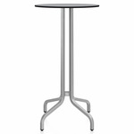 1 Inch Round Bar Table - Hand Brushed Aluminum / Grey HPL