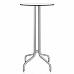 1 Inch Round Bar Table - Hand Brushed Aluminum / White HPL