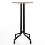 1 Inch Round Bar Table - Black Powder Coated Aluminum / Grey Laminate Plywood