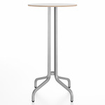 1 Inch Round Bar Table - Hand Brushed Aluminum / White Laminate Plywood