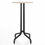 1 Inch Round Bar Table - Black Powder Coated Aluminum / White Laminate Plywood