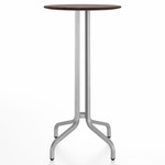 1 Inch Round Bar Table - Hand Brushed Aluminum / Walnut Plywood