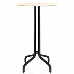 1 Inch Round Bar Table - Black Powder Coated Aluminum / Accoya Wood