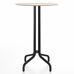 1 Inch Round Bar Table - Black Powder Coated Aluminum / Ash Plywood