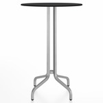 1 Inch Round Bar Table - Hand Brushed Aluminum / Black HPL