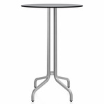 1 Inch Round Bar Table - Hand Brushed Aluminum / Grey HPL