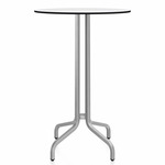1 Inch Round Bar Table - Hand Brushed Aluminum / White HPL