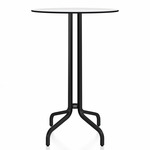 1 Inch Round Bar Table - Black Powder Coated Aluminum / White HPL