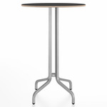 1 Inch Round Bar Table - Hand Brushed Aluminum / Black Laminate Plywood