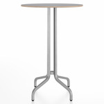 1 Inch Round Bar Table - Hand Brushed Aluminum / Grey Laminate Plywood