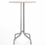 1 Inch Round Bar Table - Hand Brushed Aluminum / White Laminate Plywood