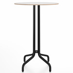 1 Inch Round Bar Table - Black Powder Coated Aluminum / White Laminate Plywood