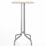 1 Inch Square Bar Table - Hand Brushed Aluminum / Ash Plywood