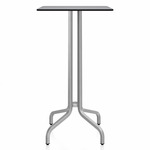 1 Inch Square Bar Table - Hand Brushed Aluminum / Grey HPL
