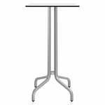 1 Inch Square Bar Table - Hand Brushed Aluminum / White HPL